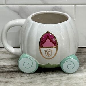 Disney Princess CINDERELLA COACH MUG Ceramic 20 oz Pumpkin Carriage 3D Gold Leaf